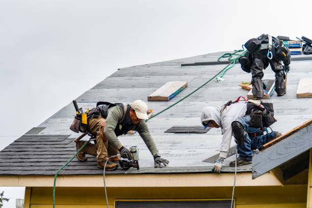 Professional Gutter Installation technician working in Hallsville, OH